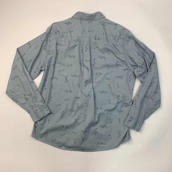 Eddie Bauer Shirt Mens L Large Iron Blue Button Down Classic Fit Printed Cotton - Picture 3 of 13